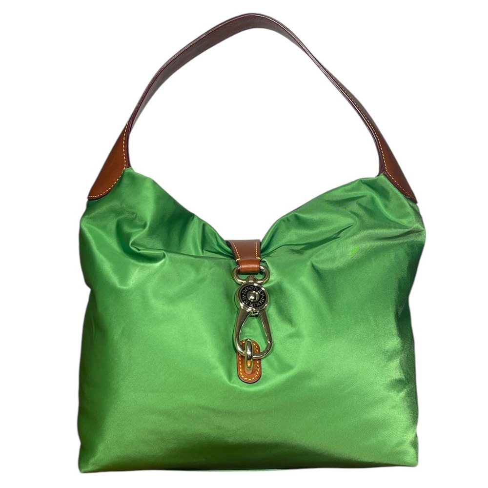 DOONEY & BOURKE LARGE NYLON & LEATHER LOGO LOCK SHOULDER BAG